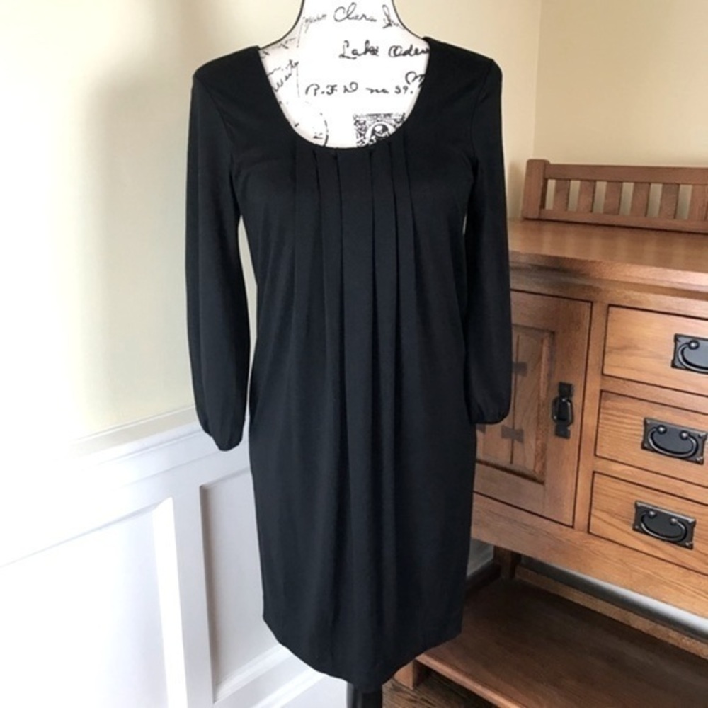 White House Black Market Pleated Baggy Black Dress